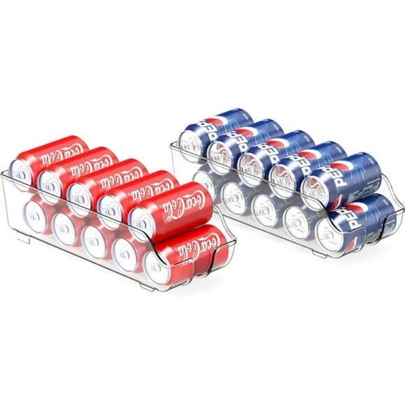 Simple Houseware Soda Can Organizer Storage  Pantry Refrigerator Clear Set of 2 - Picture 6 of 7